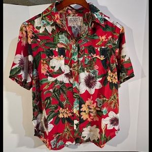 Floral Button Down Shirt - Red